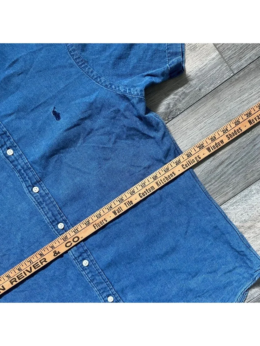 Polo Ralph Lauren Men's L Slim Fit Button Down Short Sleeve Cotton Shirt Blue
